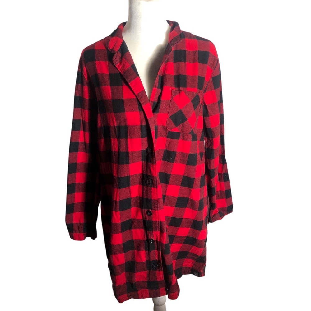 Eddie Bauer Buffalo plaid flannel button front might shirt Sz PS Petite